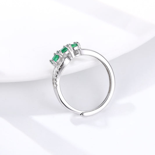 Open Emerald Ring — 925 Silver Adjustable Luxury Band