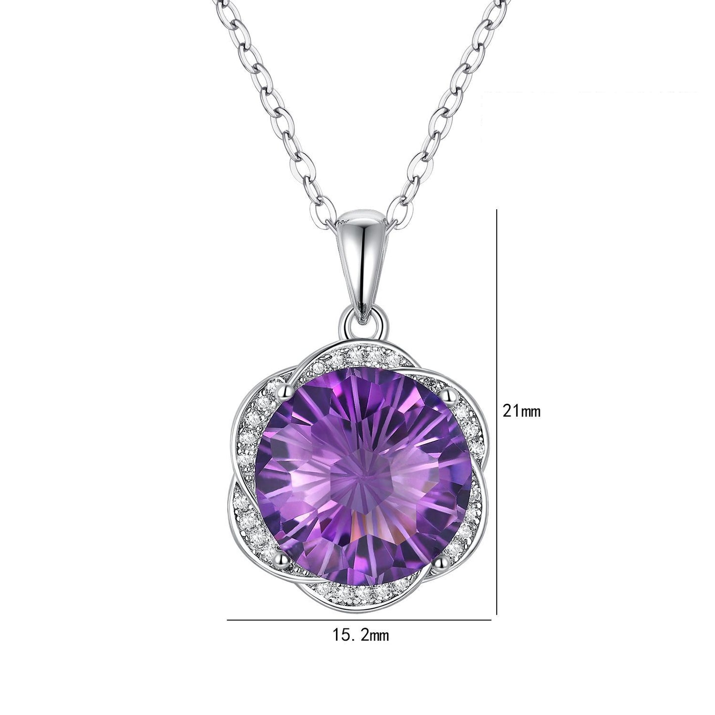 Floral Amethyst Pendant — 925 Silver Luxury Necklace