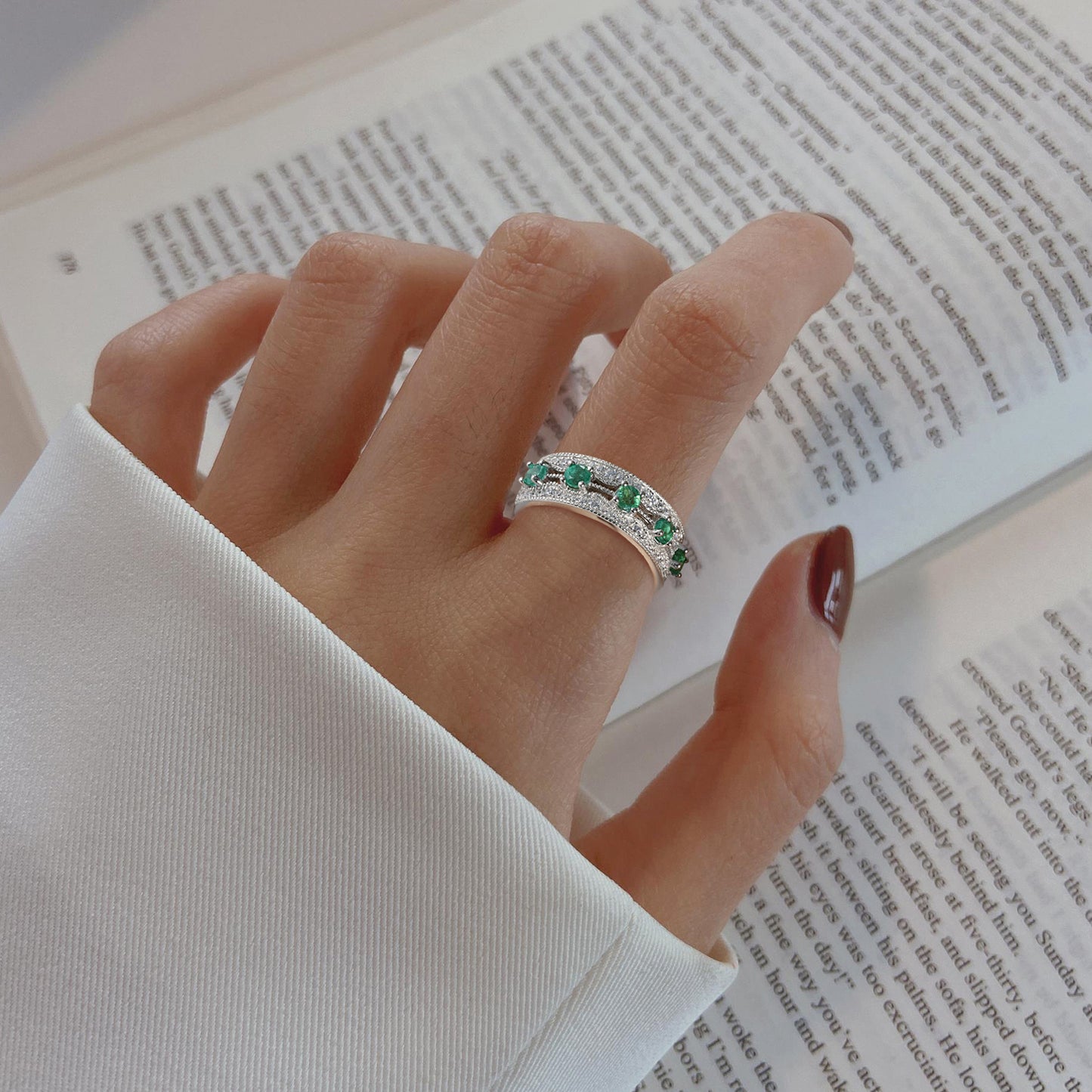 Emerald Row Stackable Ring — Minimalist 925 Silver