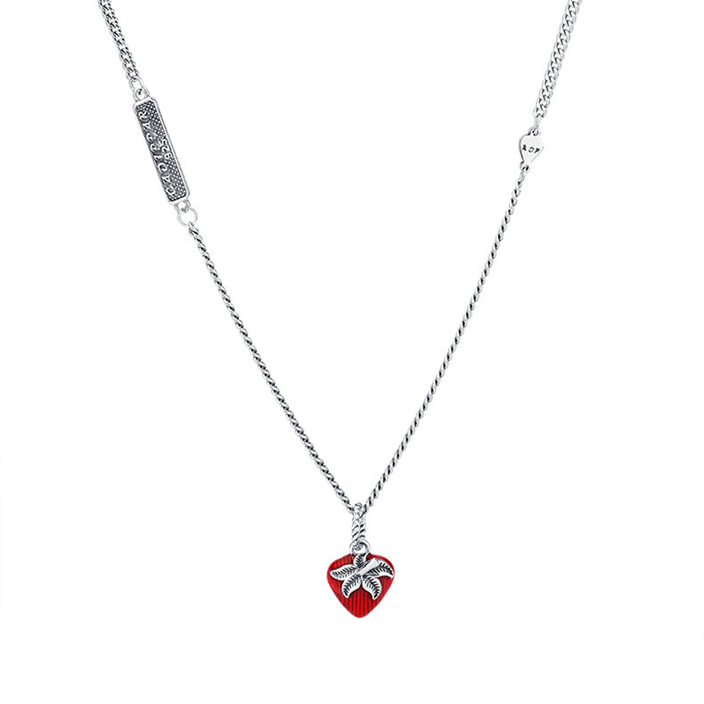 Enamel Strawberry Pendant — 925 Silver French Retro