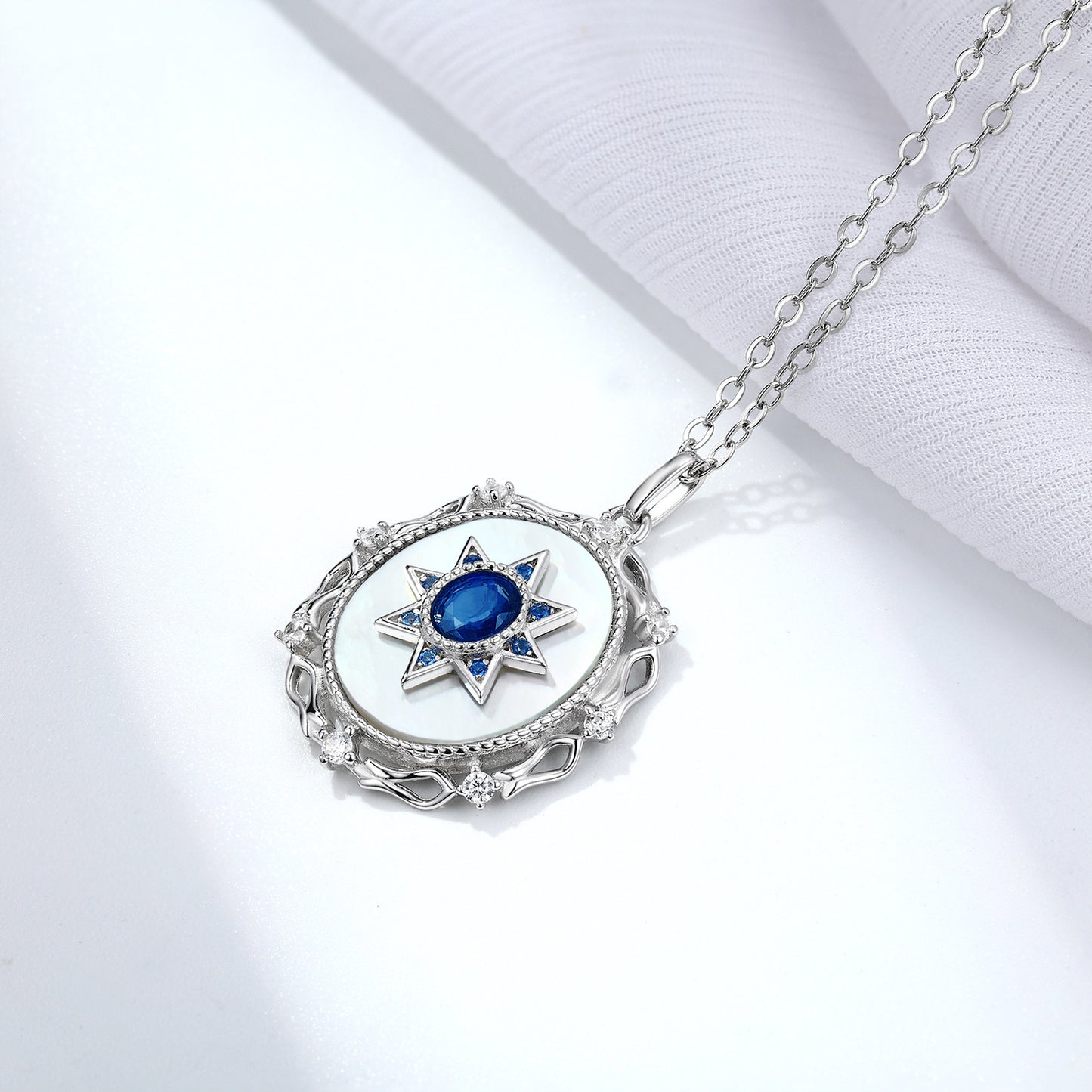 Dainty Sapphire Pendant — 925 Silver Everyday Necklace