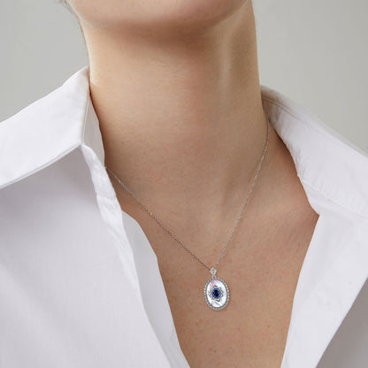 Blue Sapphire Diamond Pendant — 925 Silver Party & Wedding