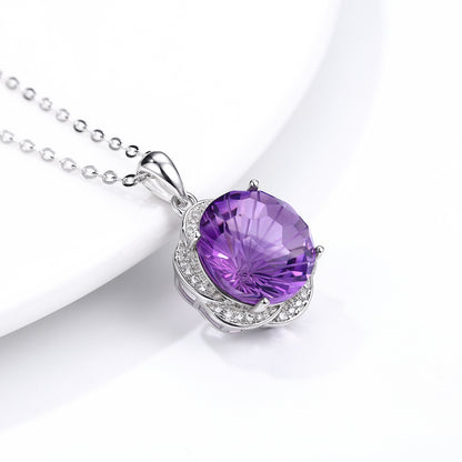 Floral Amethyst Pendant — 925 Silver Luxury Necklace