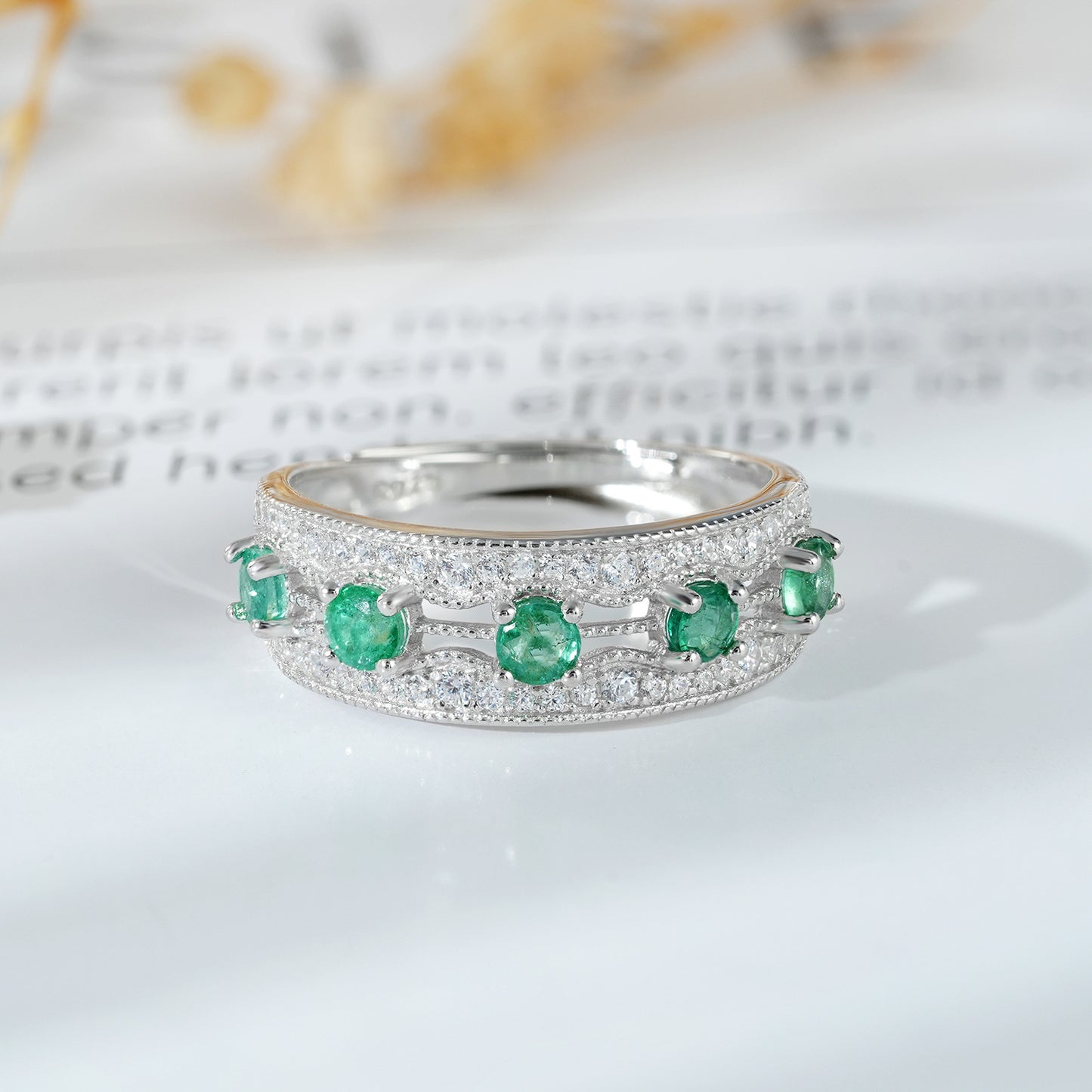 Emerald Row Stackable Ring — Minimalist 925 Silver