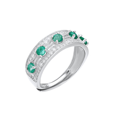 Emerald Row Stackable Ring — Minimalist 925 Silver