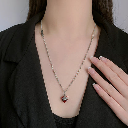 Enamel Strawberry Pendant — 925 Silver French Retro