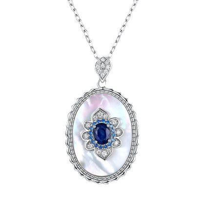 Blue Sapphire Diamond Pendant — 925 Silver Party & Wedding