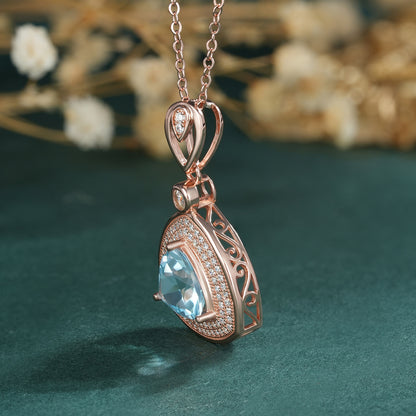 Blue Topaz Triangle Pendant — 925 Silver Collar Chain