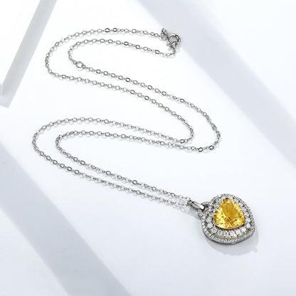 Heart-Cut Citrine Pendant — 925 Silver Women's Necklace