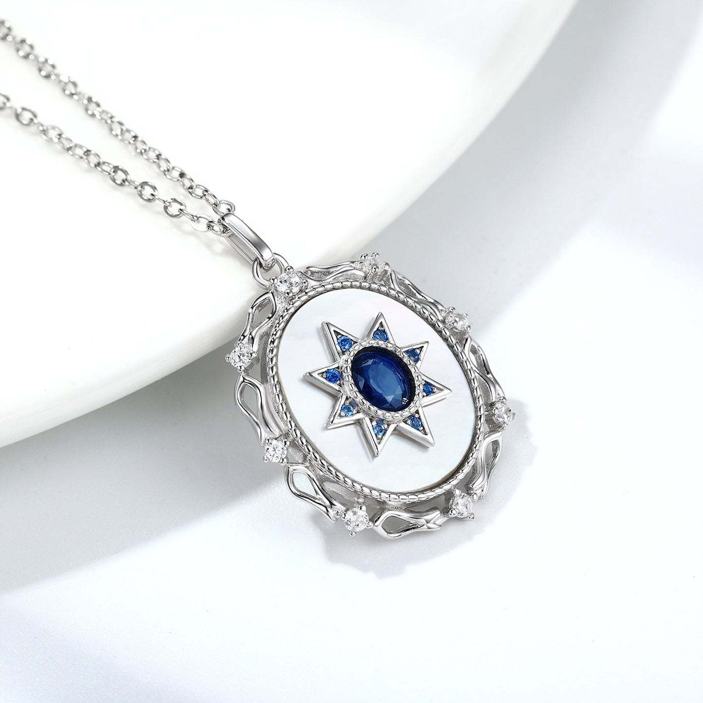 Dainty Sapphire Pendant — 925 Silver Everyday Necklace