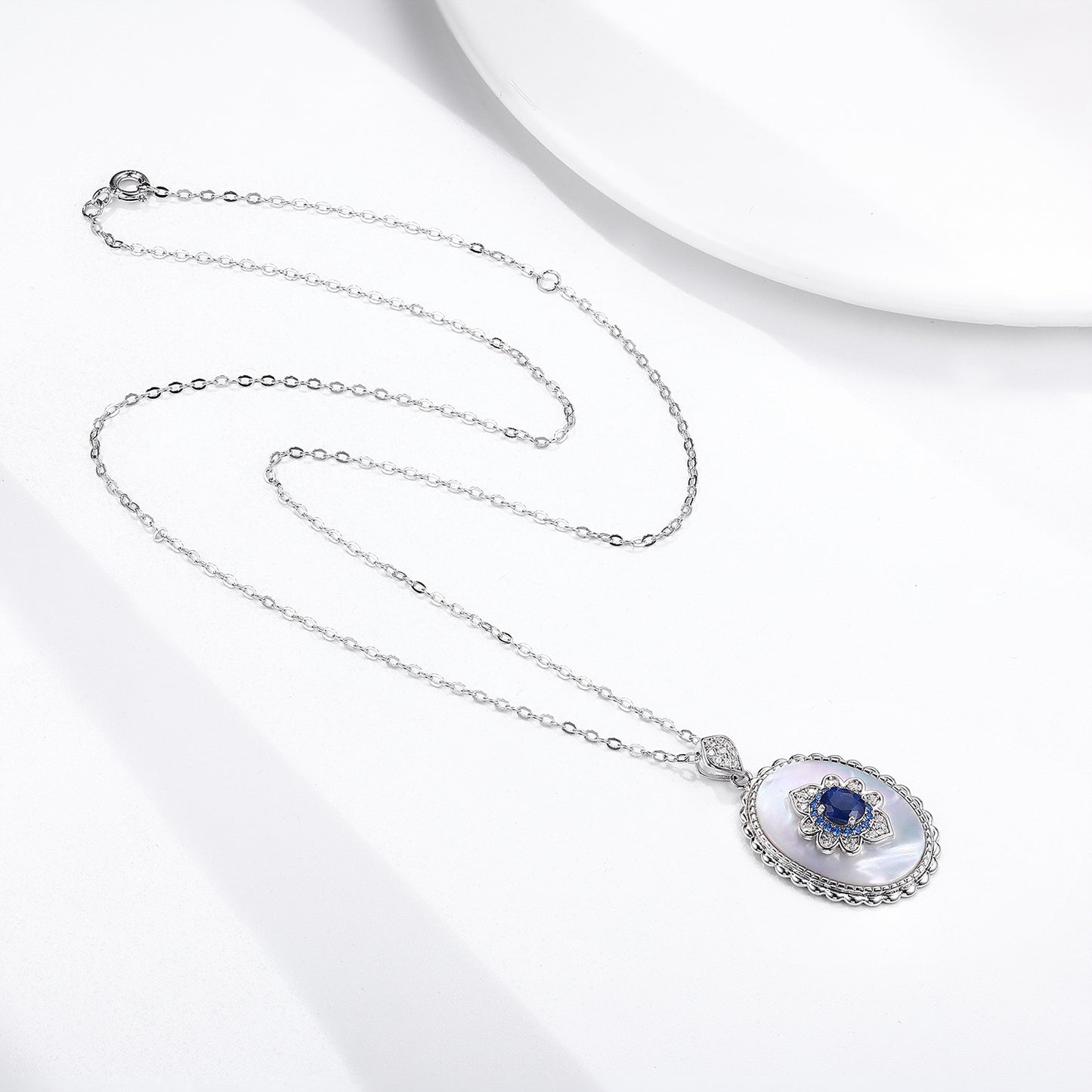 Blue Sapphire Diamond Pendant — 925 Silver Party & Wedding