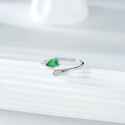 Emerald Adjustable Ring — Minimal 925 Silver Everyday