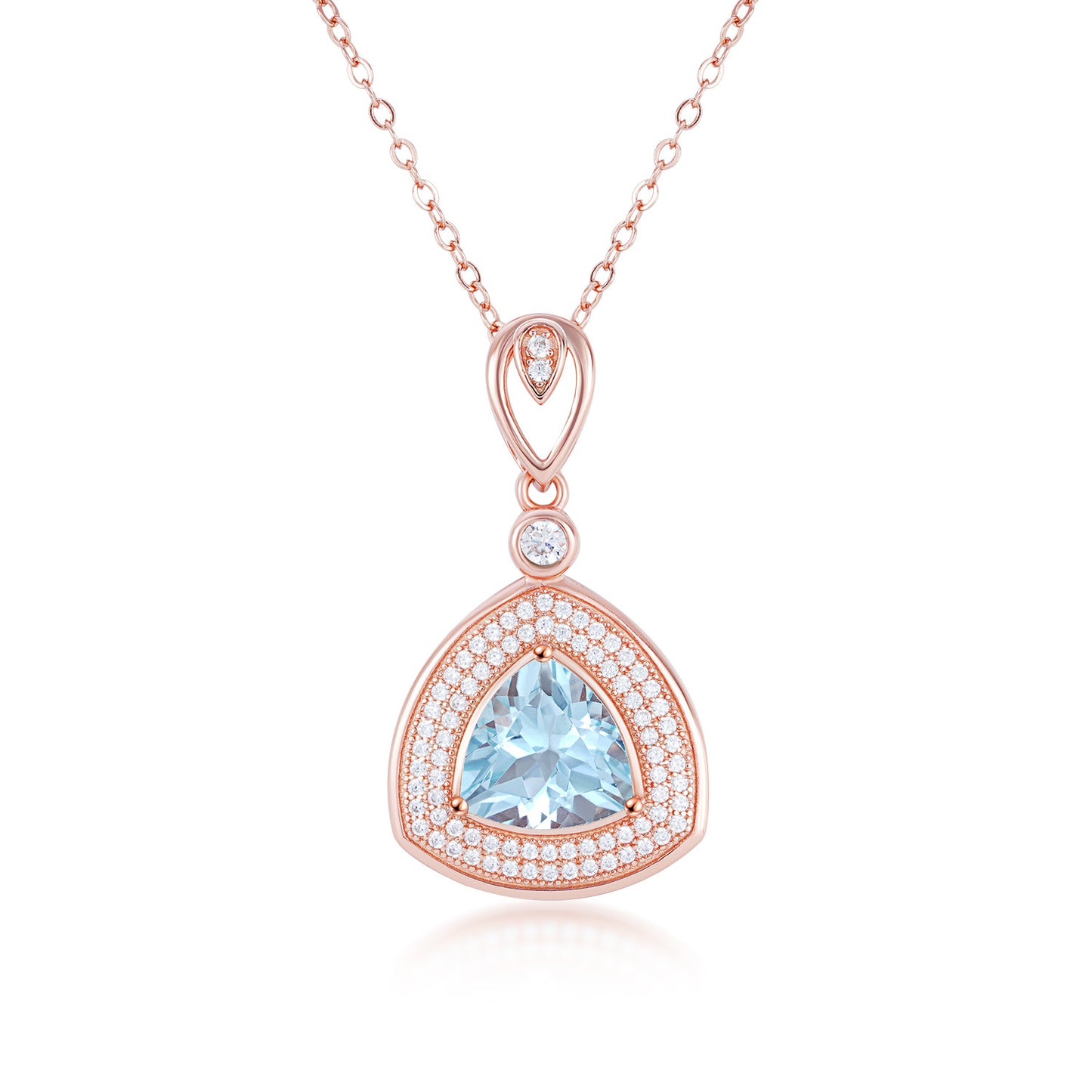 Blue Topaz Triangle Pendant — 925 Silver Collar Chain